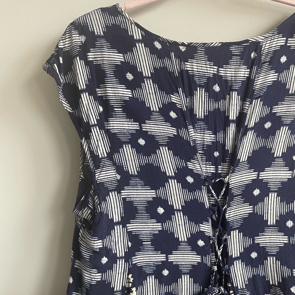 Anthropologie Maeve Indiga Swing Dress Mixed Print Floral Geometric Corset Back - Picture 7 of 12
